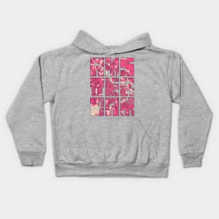 Amsterdam, Netherlands - Blossom City Map Typography - Blossom Kids Hoodie